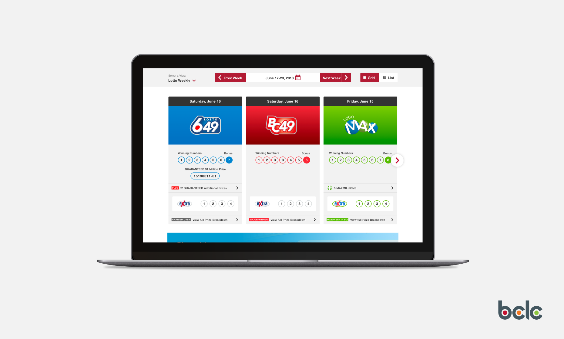 Snippet of PlayNow Website
